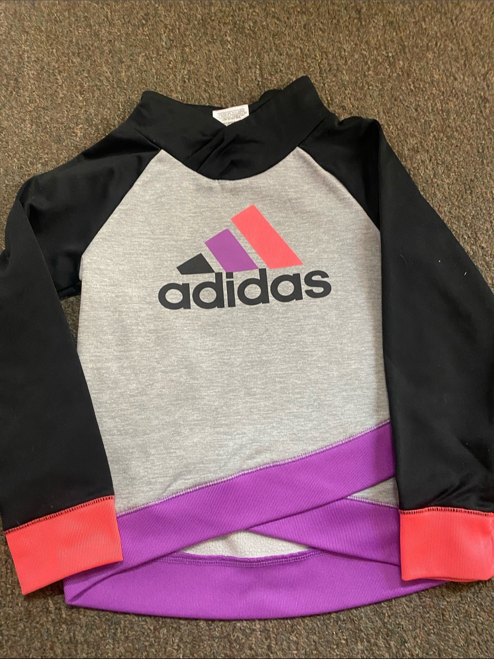 adidas Girls' Pink & Purple Active Tops with Heather Gray Zip Jacket - Picture 13 of 16